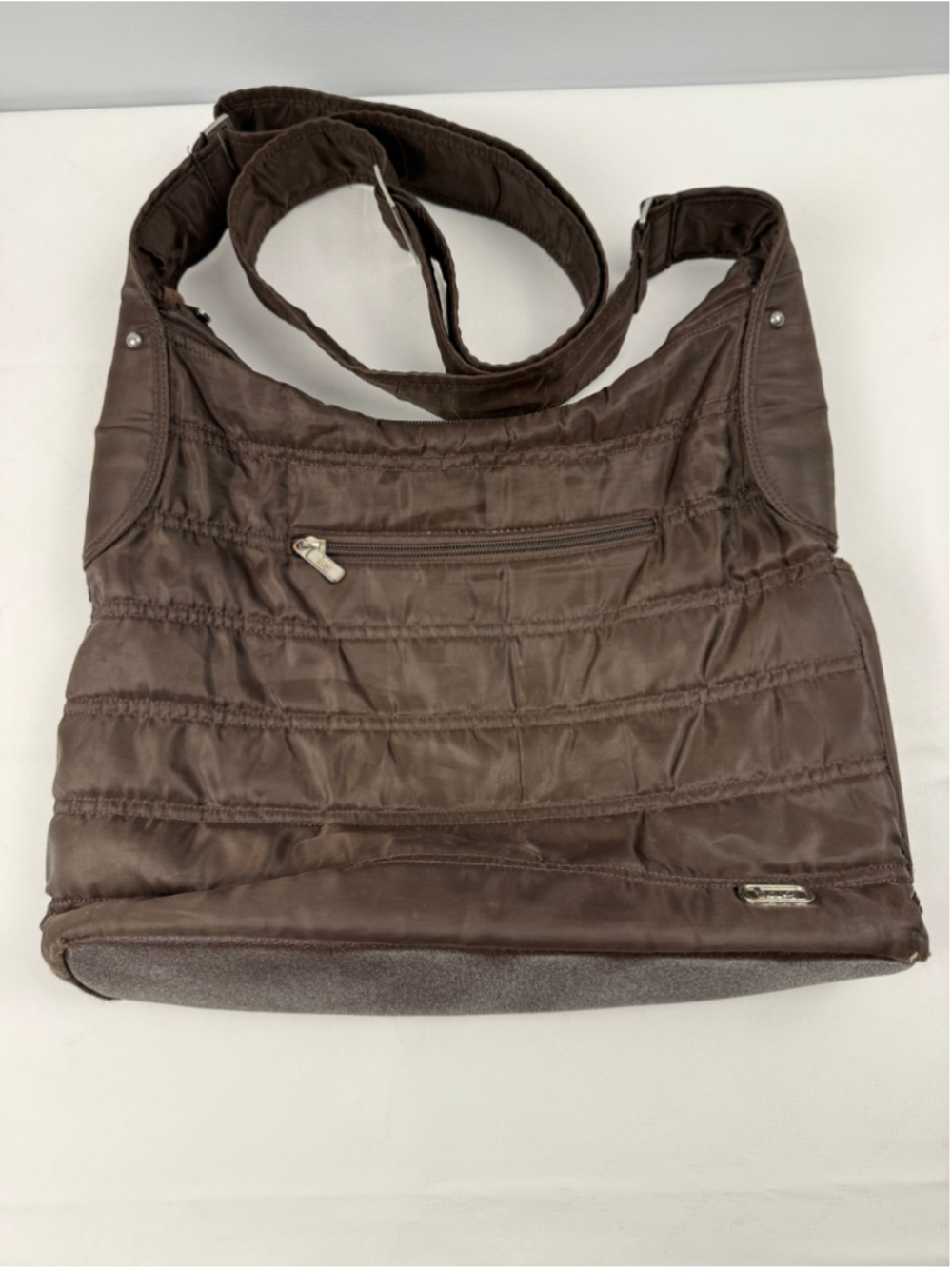 Lug Cable Car Large Brown Quilted Satchel Crossbody Shoulder Bag